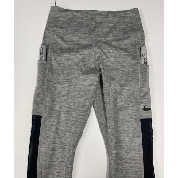 NIKE Women Training Crop Mesh Tights Grey Black CJ1816 091 - Small - Picture 6 of 12